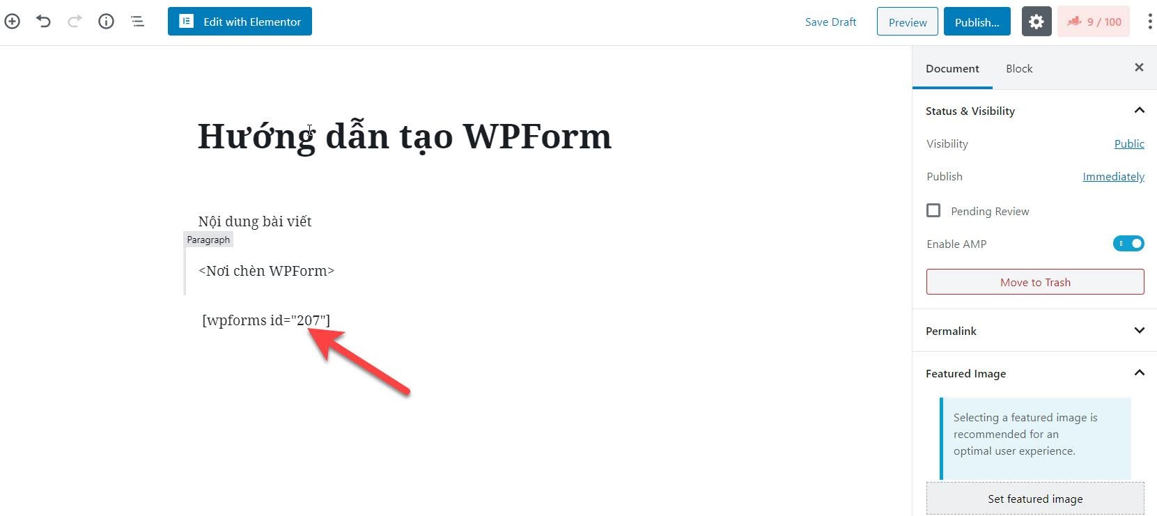 Chen WPForm vao bai viet tren WP